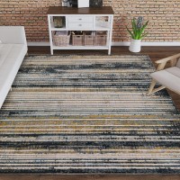 Addison Dayton Transitional Distressed Striped Storm 51 x 75 Area Rug