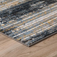 Addison Dayton Transitional Distressed Striped Storm 51 x 75 Area Rug