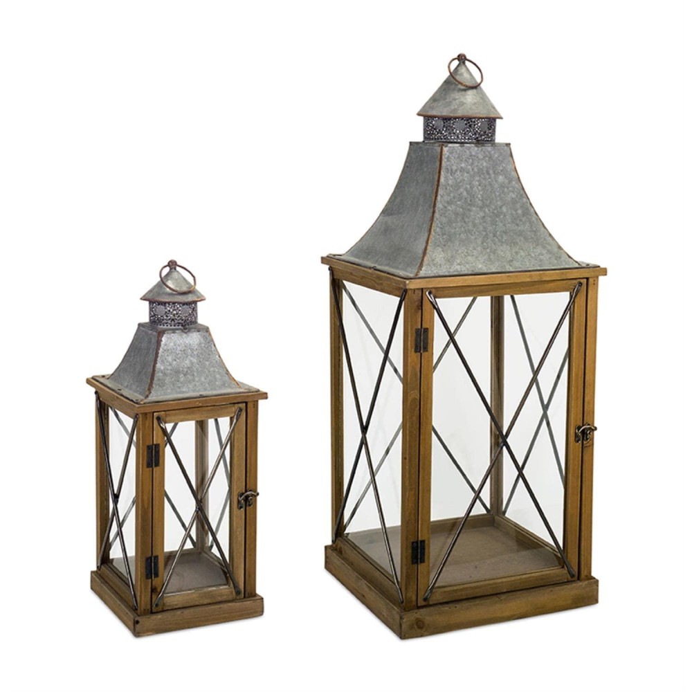 Melrose Wood or Metal Lantern Set of 2