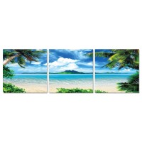 Homeroots Decor Contemporary 3 Panels Canvas Beach Photo For Living Room Bedroom Entryway 24 Multicolor