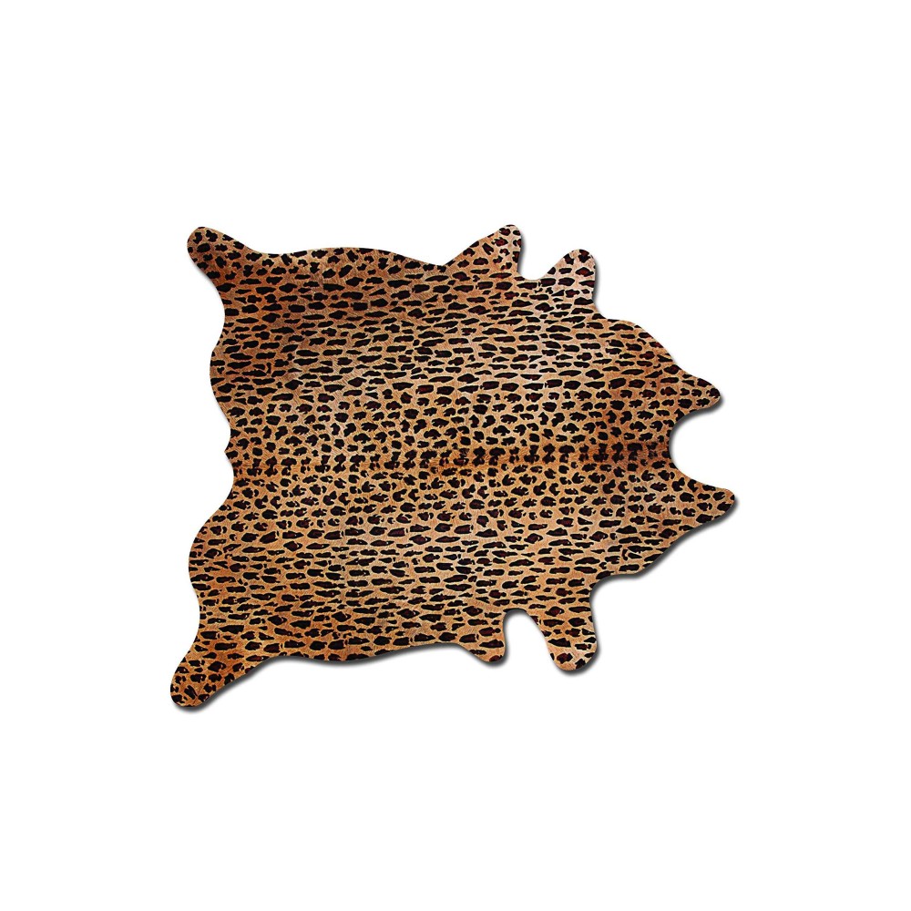 Homeroots Cowhide Microsuede 6 X 7 Cowhide Rug Leopard