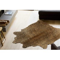 Homeroots Cowhide Microsuede 5 X 7 Cheetah Cowhide Area Rug