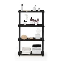 Furinno Turn-N-Tube 4-Tier Multipurpose Shelf Display Rack, Square Tube, Espresso/Black