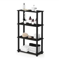 Furinno Turn-N-Tube 4-Tier Multipurpose Shelf Display Rack, Square Tube, Espresso/Black