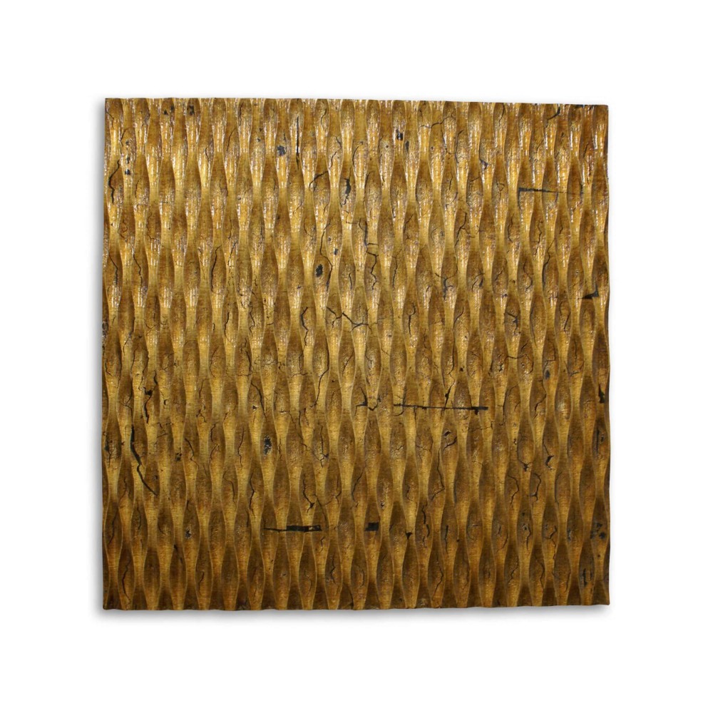 Homeroots Wood 36 X 36 Gold Metallic Ridge Wall Art