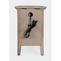 Jofran Inc. Rustic Shores Farmhouse Usb Charging End Table With Storage, Weathered Grey