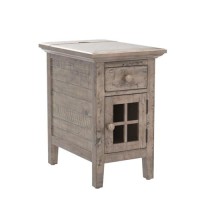 Jofran Inc. Rustic Shores Farmhouse Usb Charging End Table With Storage, Weathered Grey