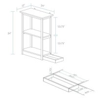 Casual Home Adams Bookcase Sliding Track, Concealment Furniture, White