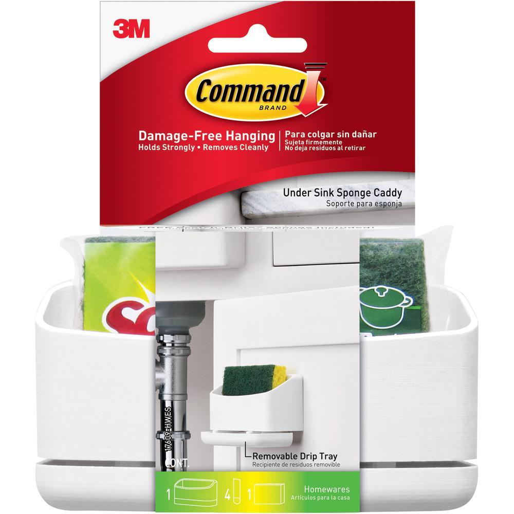 Command Under Sink Sponge Caddy 94 Height x 12 Width x 78 Depth White 1 Pack