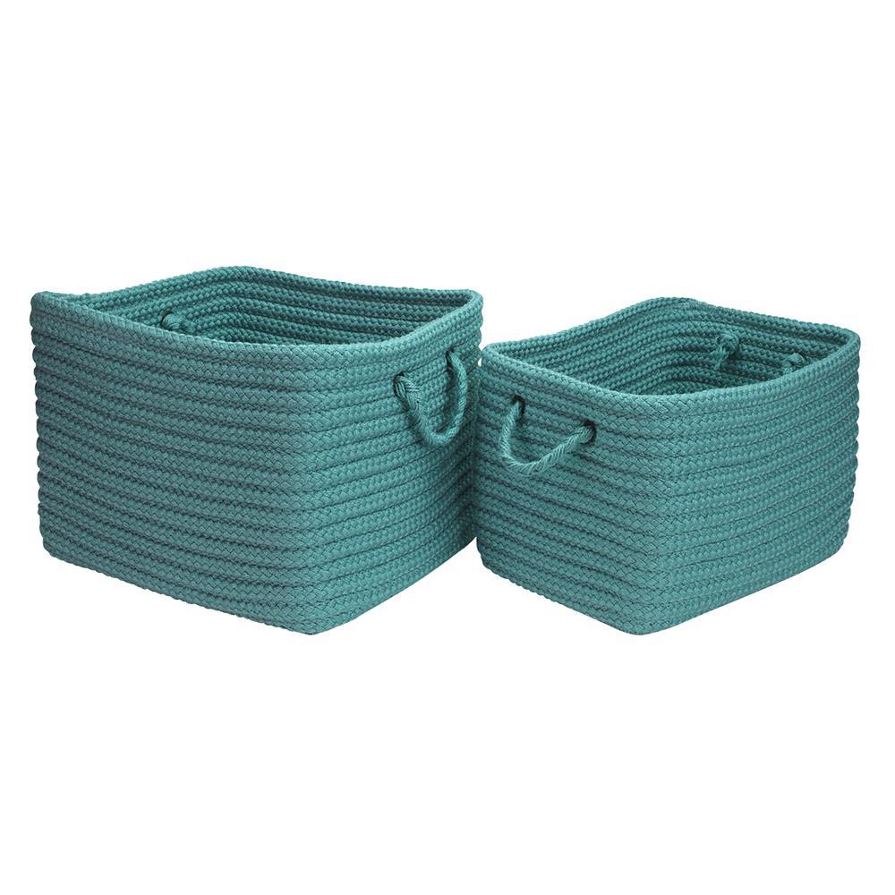 Modern Farmhouse Braided Mudroom Storage Aqua 12x10x8