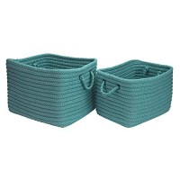 Modern Farmhouse Braided Mudroom Storage Aqua 12x10x8