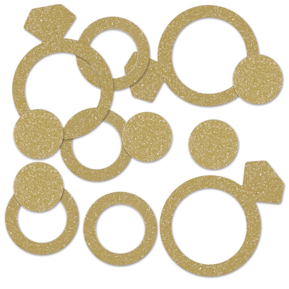 Gold Glittery Diamond Ring Confetti 1 Pack