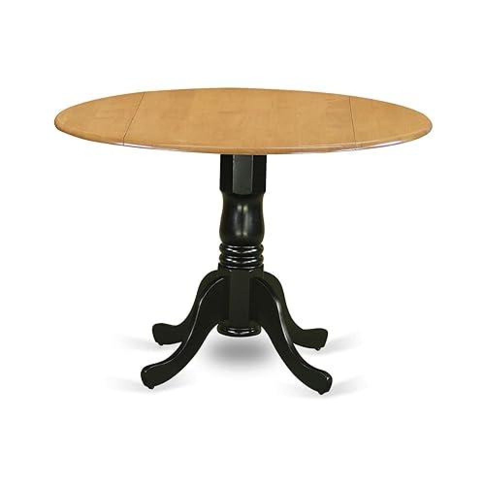 East West Furniture Dlt-Obk-Tp Dublin Kitchen Table - A Round Dining Table Top With Dropleaf & Pedestal Base, 42X42 Inch, Oak & Black