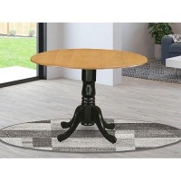 East West Furniture Dlt-Obk-Tp Dublin Kitchen Table - A Round Dining Table Top With Dropleaf & Pedestal Base, 42X42 Inch, Oak & Black