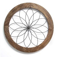 Homeroots Natural Wood Black Wood Metal 2575 X 175 X 2575 Round Wood And Metal Medallion Wall Decor