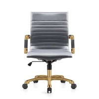 Leisuremod Harris Modern Adjustable Executive Swivel Leatherette Task Gold Office Chair (Grey)