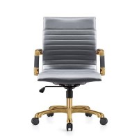 Leisuremod Harris Modern Adjustable Executive Swivel Leatherette Task Gold Office Chair (Grey)