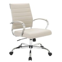 Leisuremod Benmar Modern Mid-Back Adjustable Swivel Leather Office Chair (Tan)