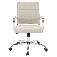 Leisuremod Benmar Modern Mid-Back Adjustable Swivel Leather Office Chair (Tan)