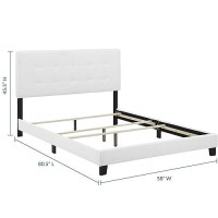 Modway Amira Tufted Fabric Upholstered Full Bed Frame With Headboard In White