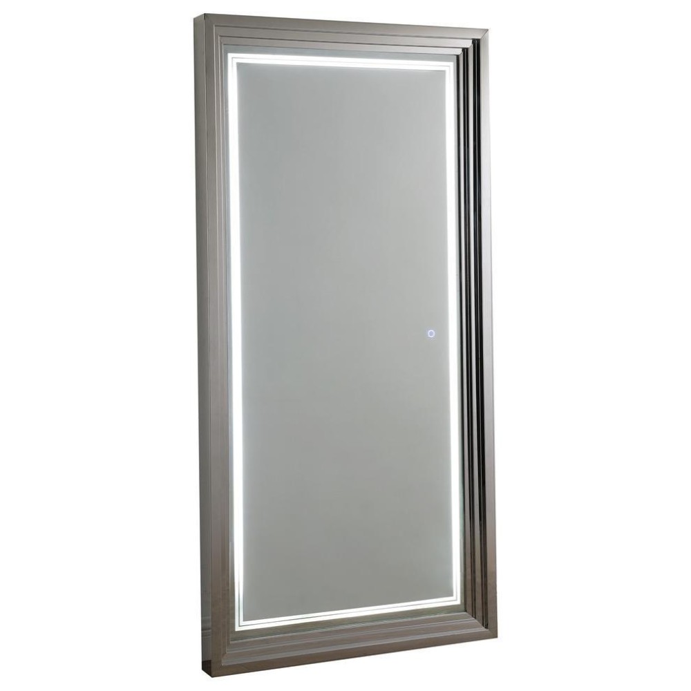 Best Master Stainless Steel Oversized 71 Floor Mirror with LED Light in Silver