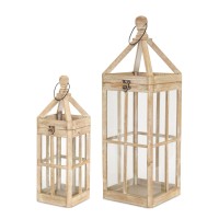 Wooden Lantern Set of 2