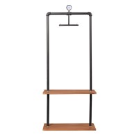 Furinno Wyatt Industrial Style Garment Rack with Wood Shelves Antique Espresso