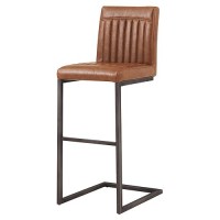 New Pacific Direct Ronan Pu Leather Bar, Set Of 2 Bar & Counter Stools, Antique Cigar Brown