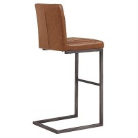 New Pacific Direct Ronan Pu Leather Bar, Set Of 2 Bar & Counter Stools, Antique Cigar Brown