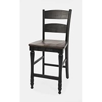 Jofran Inc. Madison County Farmhouse Reclaimed Pine Counter Barstool, Vintage Black