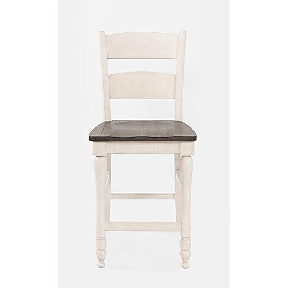 Jofran Inc. Madison County Farmhouse Reclaimed Pine Counter Barstool, Vintage White