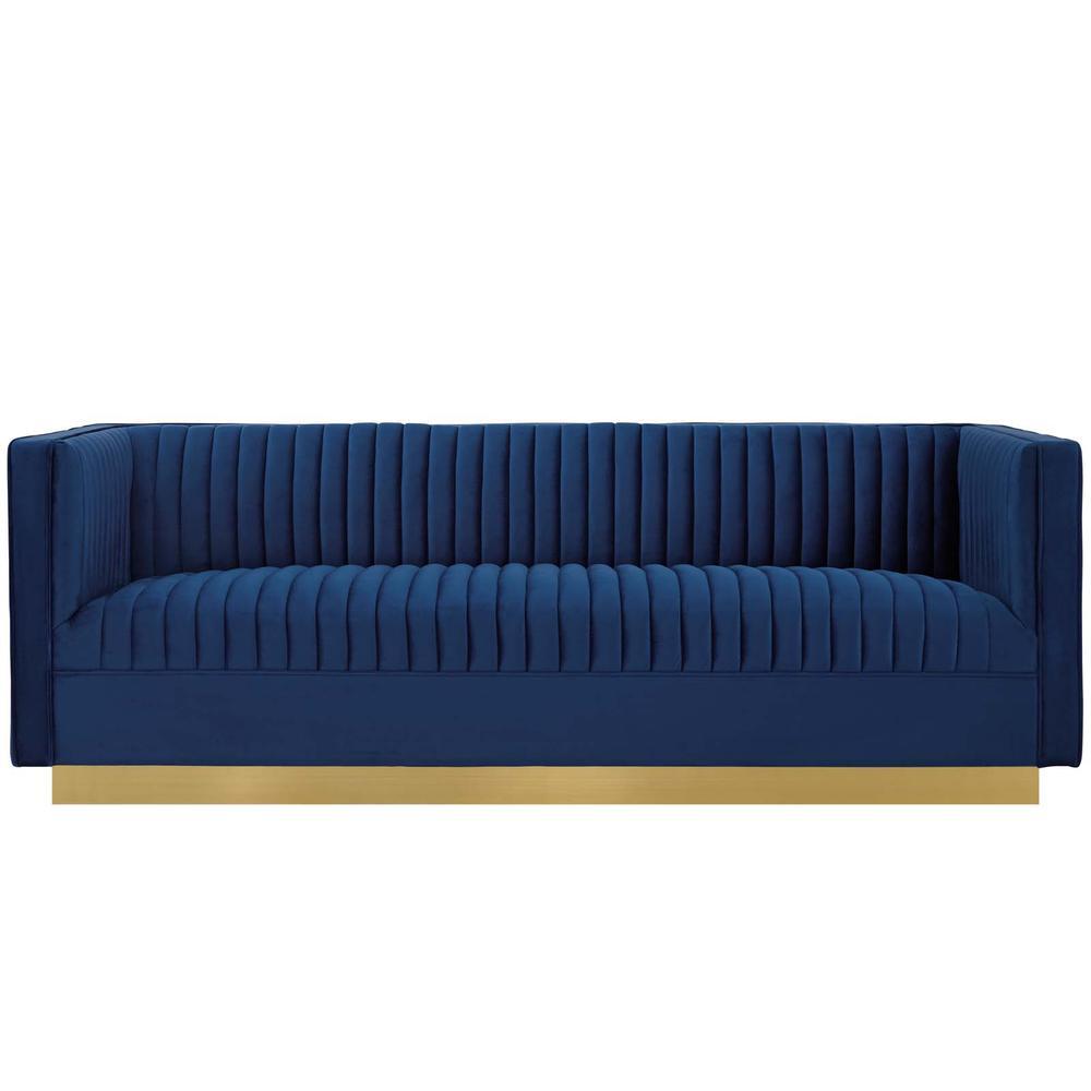 Sanguine Vertical Channel Tufted Performance Velvet Sofa