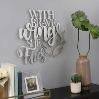 Stratton Home Dcor Stratton Home Decor with Brave Wings She Flies Metal Word Art 1725 W X 050 D X 1600 H Silver Gold