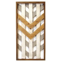 Stratton Home Dcor Stratton Home Decor Framed Geometric Wood Wall Panel 1575 W X 175 D X 3150 H Grey White Natural