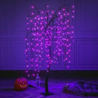 Lightshare 7 Feet Halloween Willow Tree With Spiders 256 Led Lights For Home Festival Nativity Party And Christmas Decoratio