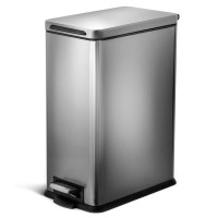 Home Zone Living 8 Gallon Slim Kitchen Trash Can Stainless Steel Step Pedal 30 Liter