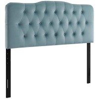 Modway Annabel Diamond Tufted Performance Velvet Queen Headboard In Light Blue