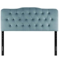 Modway Annabel Diamond Tufted Performance Velvet Queen Headboard In Light Blue