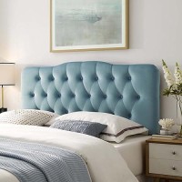 Modway Annabel Diamond Tufted Performance Velvet Queen Headboard In Light Blue