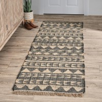 Camille Handwoven Jute Area Rug  Black 2.6X8