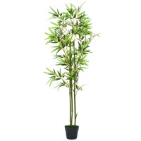 vidaXL 59 Green Artificial Bamboo Plant with Pot Realistic and Low Maintenance Decoration Perfect for Your Home or Office