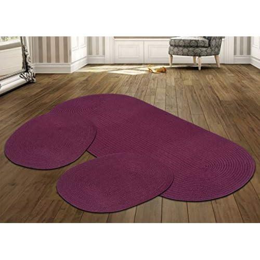 Better Trends Country Braid Collection 3 Piece Set Durable Stain Resistant Reversible Indoor Oval Area Rug 100 Polypropylene