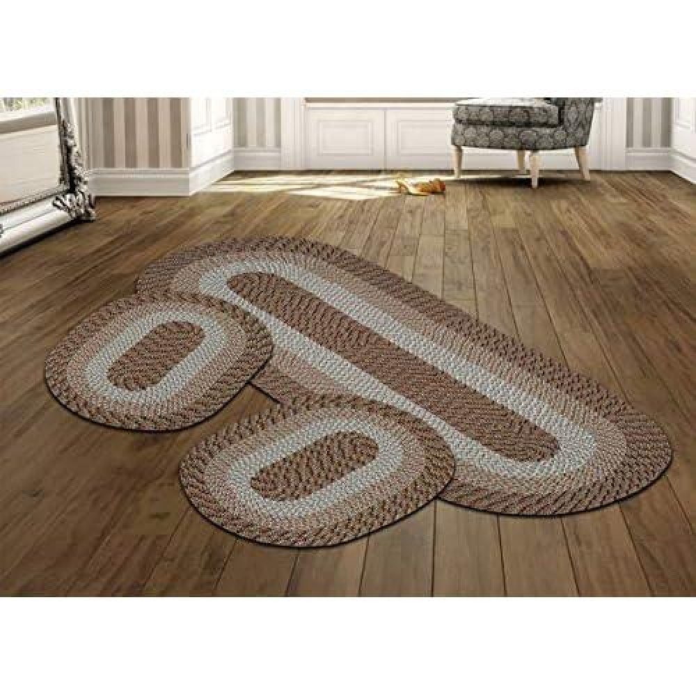 Better Trends Country Braid Collection 3 Piece Set Durable Stain Resistant Reversible Indoor Oval Area Rug 100 Polypropylene