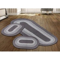 Better Trends Country Braid Collection 3 Piece Set Durable Stain Resistant Reversible Indoor Oval Area Rug 100 Polypropylene