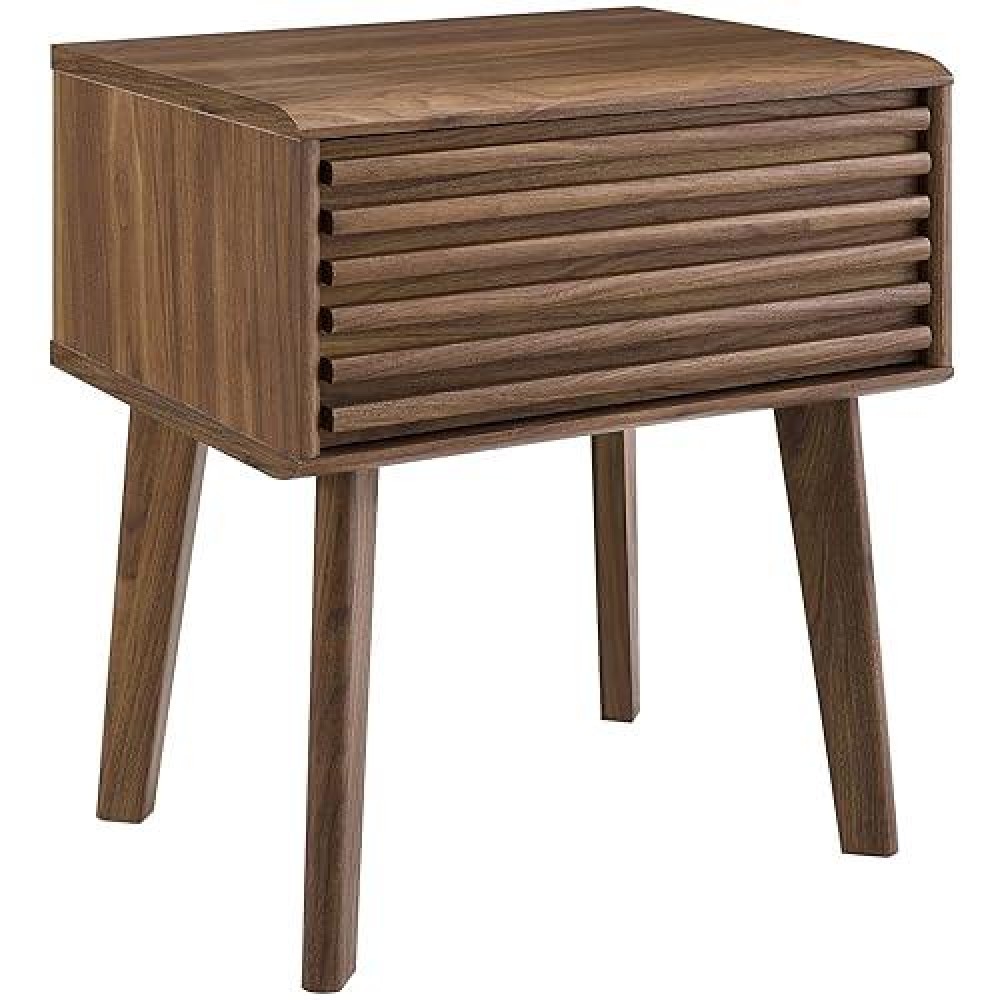 Modway Render Mid-Century Modern End Table Or Nightstand In Walnut