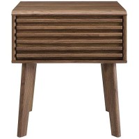 Modway Render Mid-Century Modern End Table Or Nightstand In Walnut