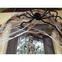 Venhoo Halloween Giant Spider Outdoor Decorations 79 Inch Black Scary Hairy Realistic Large Spiders Props For Outside Indoor Off