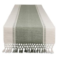 Dii Dobby Stripe Woven Table Runner, 13X72 (13X77.5, Fringe Included), Artichoke