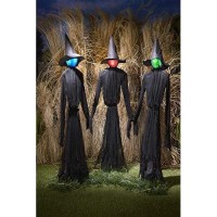 The Lakeside Collection LightUp Witches Halloween Yard Decorations with LED Lights Set of 3