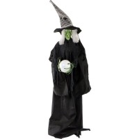 Haunted Hill Farm Lifesize Scary Poseable Witch With Crystal Ball And Touch Activated Lights And Sound Batteryoperated Indoor